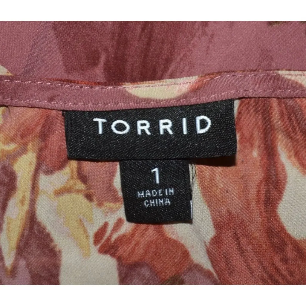 Torrid Floral Chablis Pink Lace Trim Cami Tank Top Faux Button Down Size 1X Sexy - Image 9