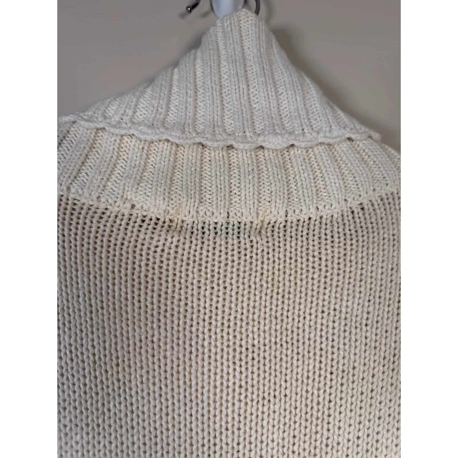 Vtg Colleens Collectables Ivory Chunky Knit Turtleneck Sweater Tunic Dress Size M - Image 6