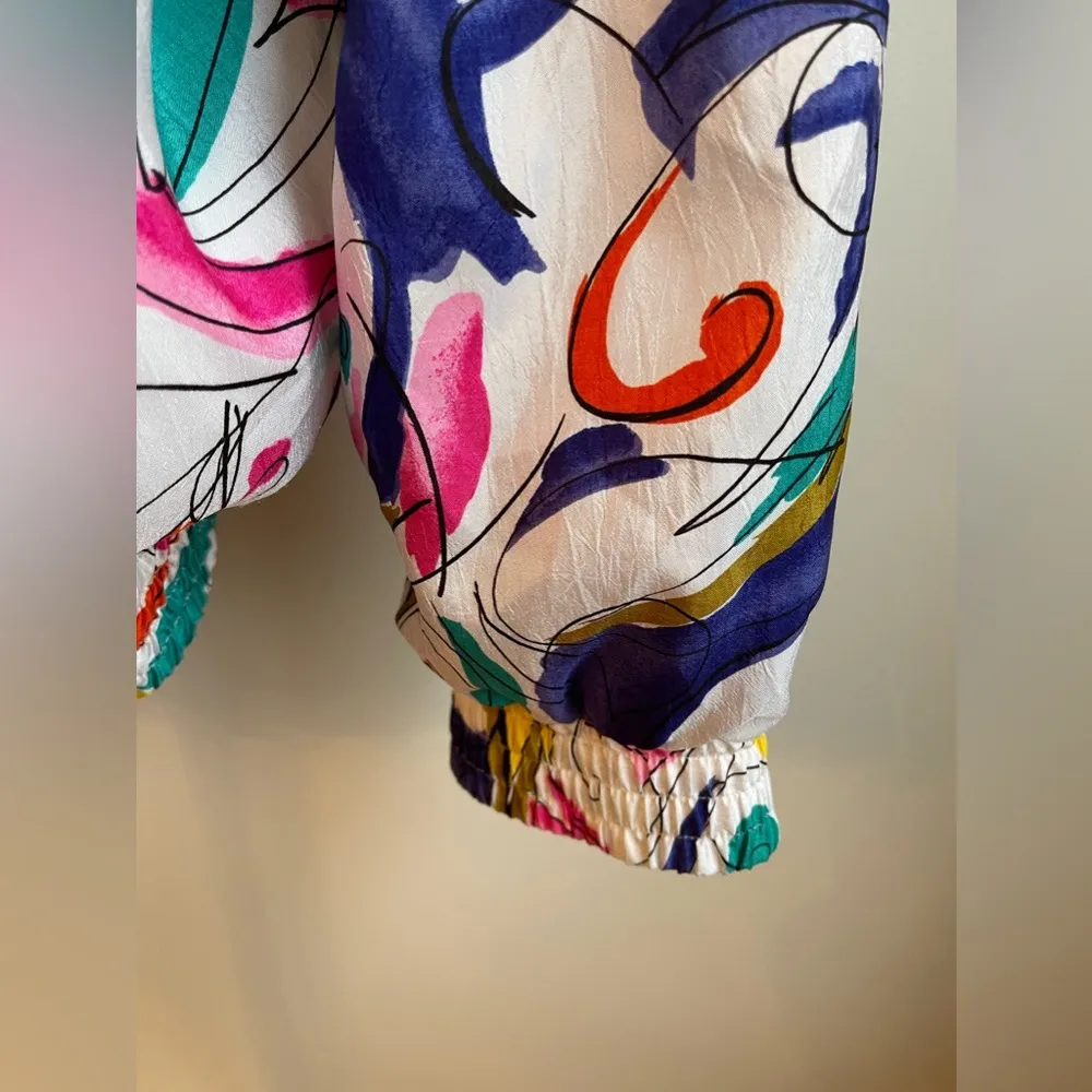 Vintage 90s Lavon Colorful Abstract Print Windbreaker Track Jacket Women Large - Image 3