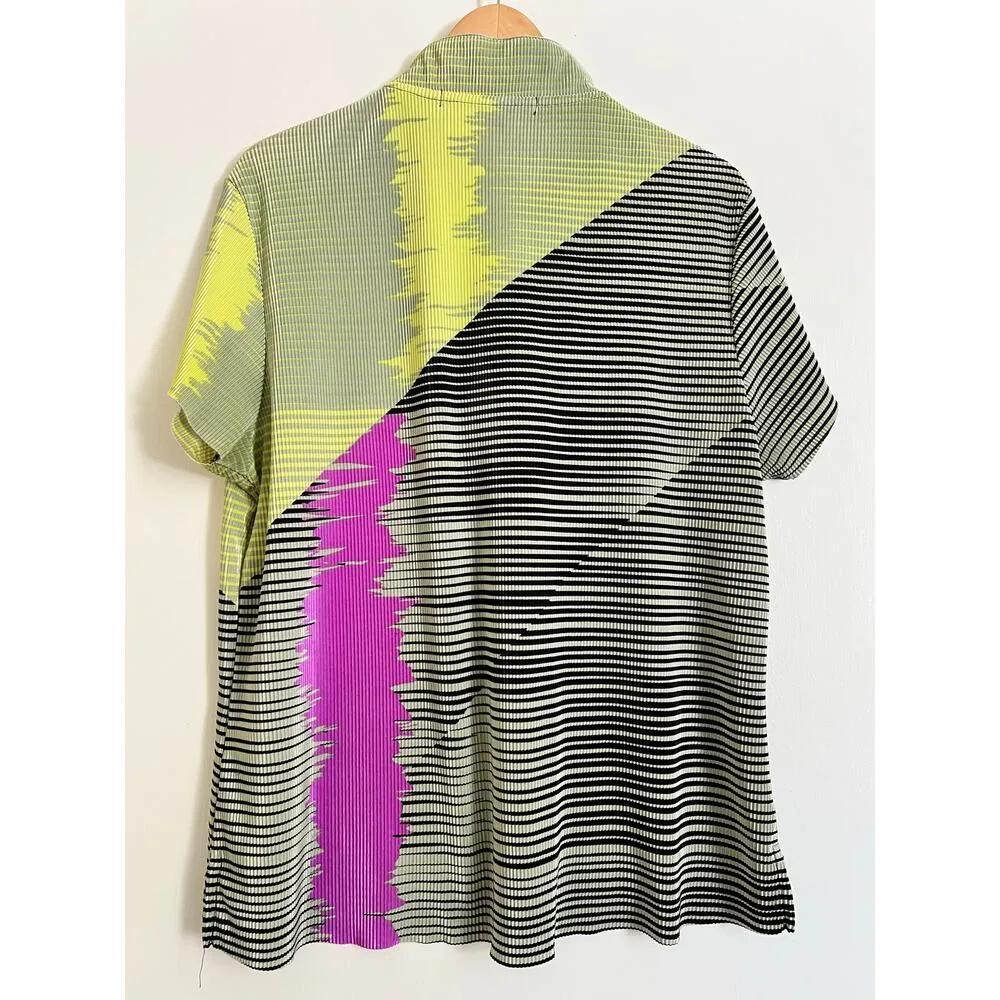 Jamie Sadock Women's Top Golf Tennis Ribbed Green Yellow Purple XL Quarter Zip - Image 4