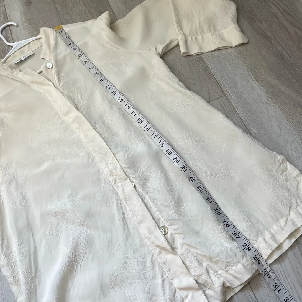 Bryn Walker Shirt silk textured button up tunic womens Cream small contemporary - Image 7