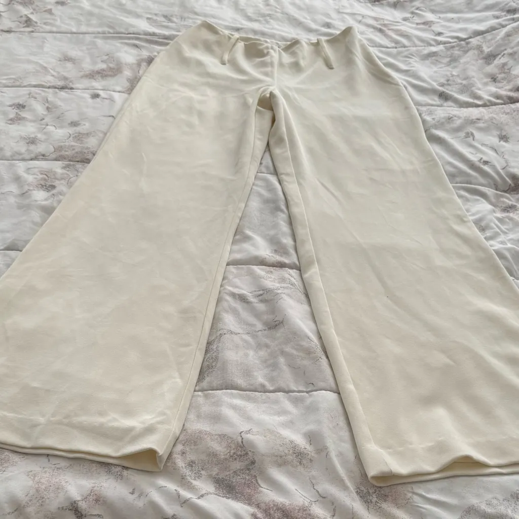 White House Black Market white wide leg lined Trousers size 2 Made in USA preppy - Image 9