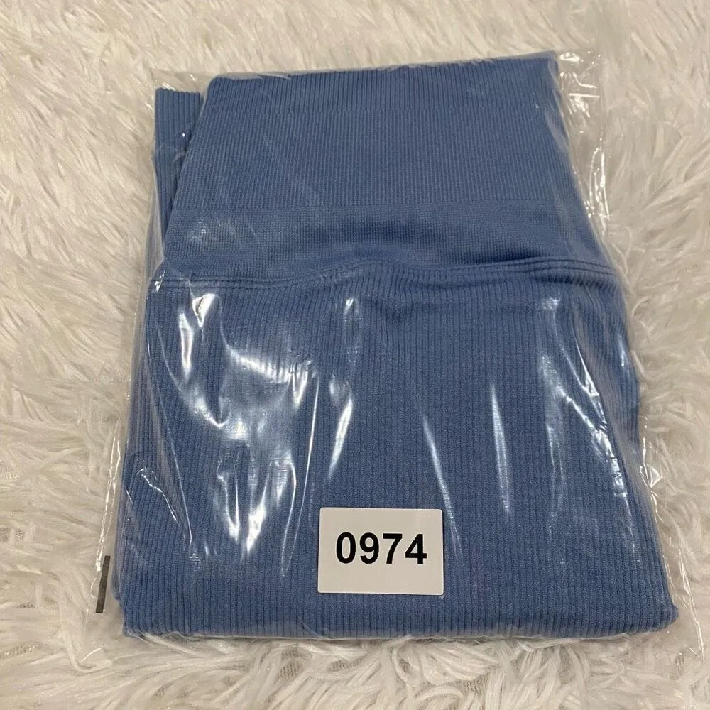 Spiritual Gangster Love Sculpt Legging Seamless 7/8 Ruffles in Coastal Blue Smal - Image 8