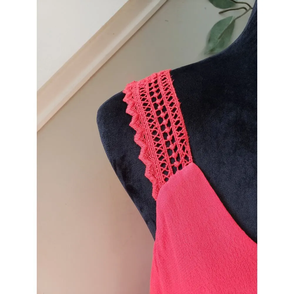 Maeve Shift Dress Womens 4 Pink Lined Lace Straps Tiered Anthropologie Back Zip - Image 11