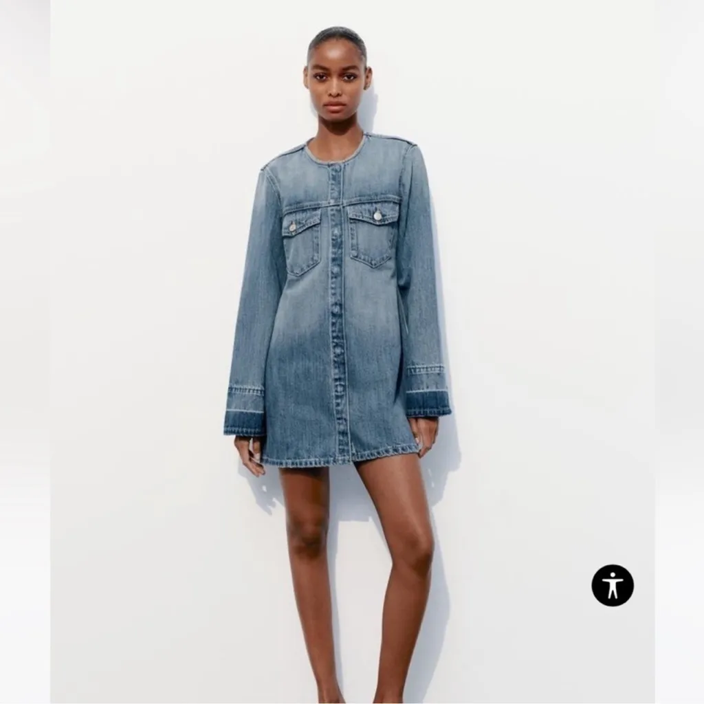 Zara Blue Denim Mini Dress - Image 4