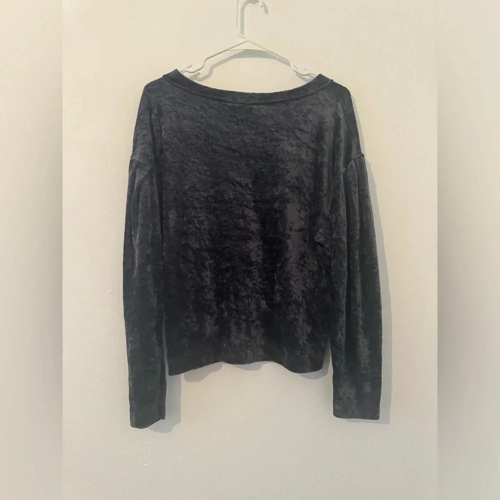 We The Free People Gray Crushed Velvet Top Boho Fairy Whimsy Cottage Festive XS - Image 2