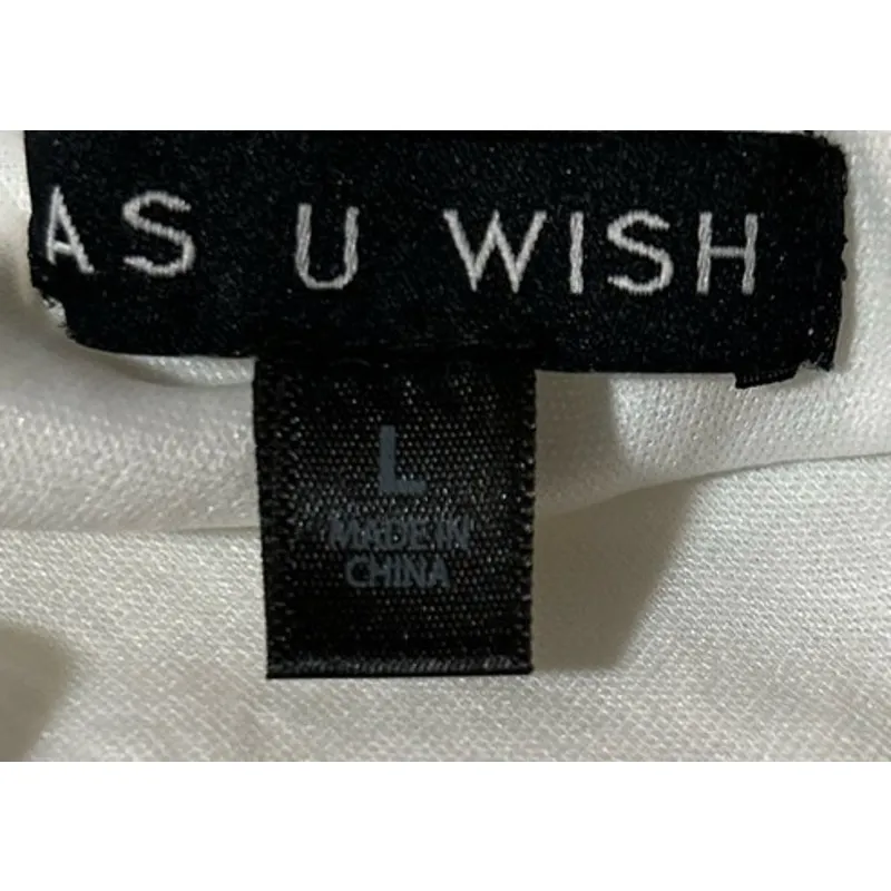 As U Wish‎ Women's Hi Low Wrap Sleeveless White Dress w/Brown Dress Size L - Image 4