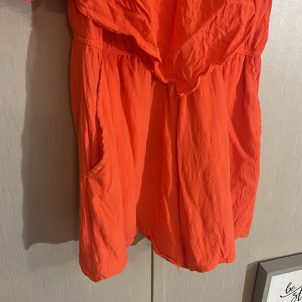 🔵 Zoe orange romper boutique medium split back pockets - Image 3