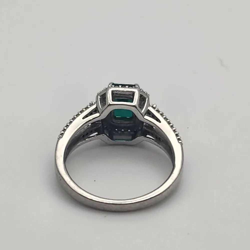 Renaissance Jewelry Lab Created Emerald & White Sapphire Sterling Silver Ring Green - Image 8