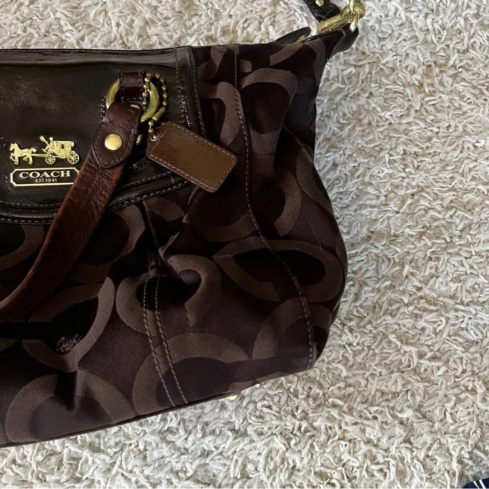 COACH Brown F0969-14294 MADISON AUDREY OP ART SATCHEL SHOULDER BAG HANDBAG - Image 5