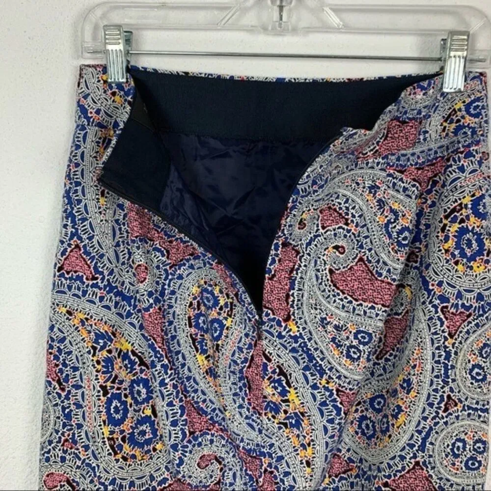 J Crew Paisley Pencil Skirt 2 Back Zip Retro Workwear Office Classic - Image 3