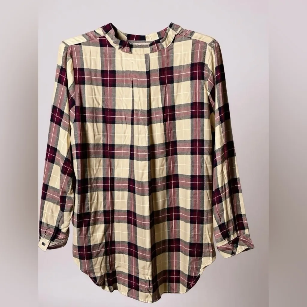 Philosophy Red,Cream and Black plaid Sleeve Button Down Shirt - Image 2