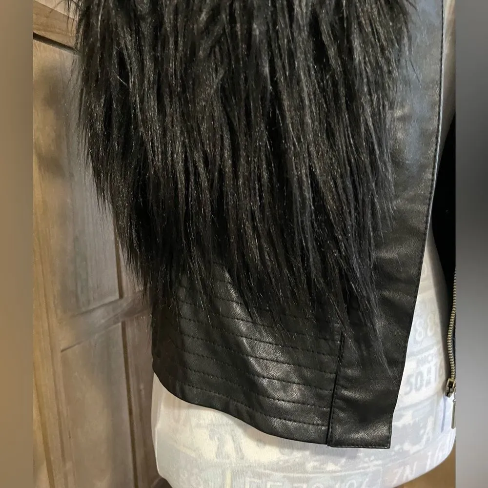 Faux Fur/Leather Black Vest. - Image 2