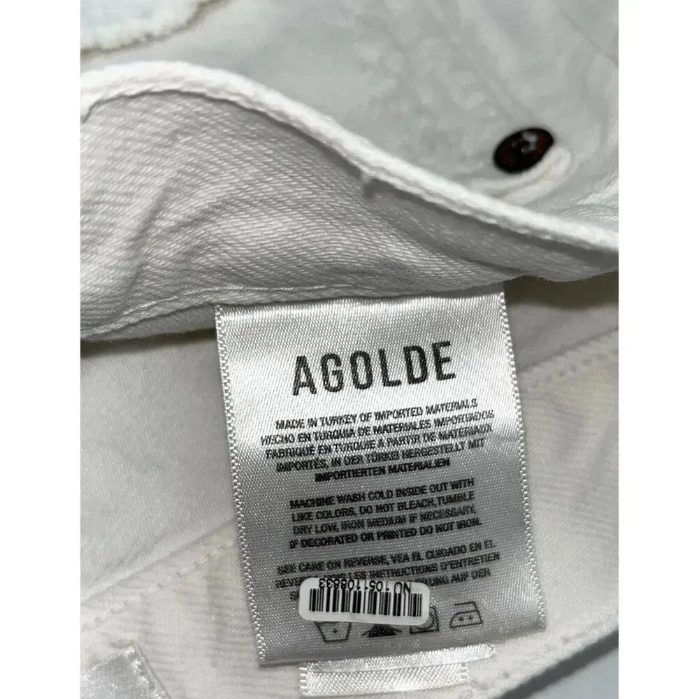 Agolde Riley High Rise Straight Crop White Veil 100% Cotton Jeans Size 28 - Image 4