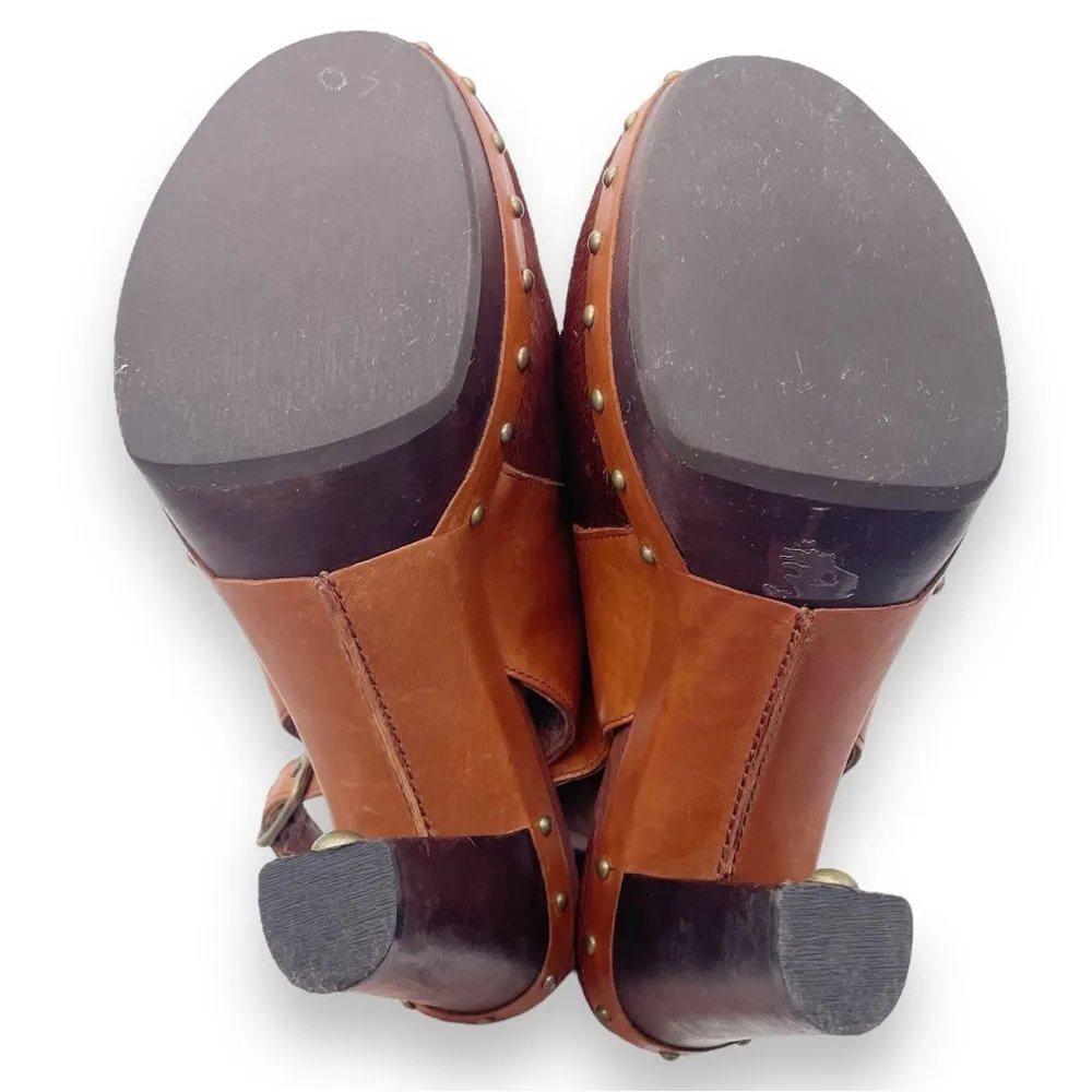 UGG Nicco Leather Calf Hair Platform Peep Toe Slingback Sandal Brown Size 8.5 - Image 14