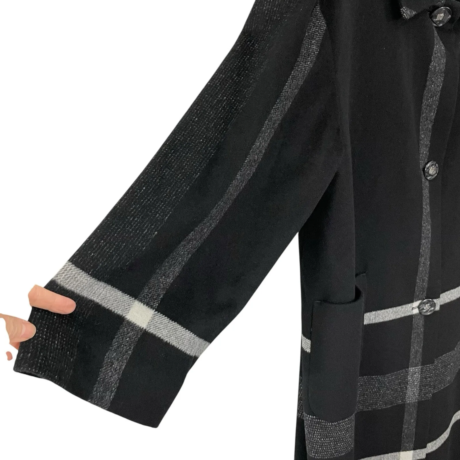 NEW‎ Pendleton Long Wool Coat Women's Size 14 Black Plaid - Image 3