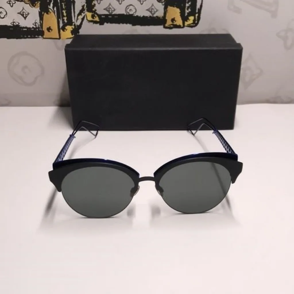 New Authentic CHRISTIAN DIOR Metal DioramaClub Sunglasses – Black & Blue - Image 6
