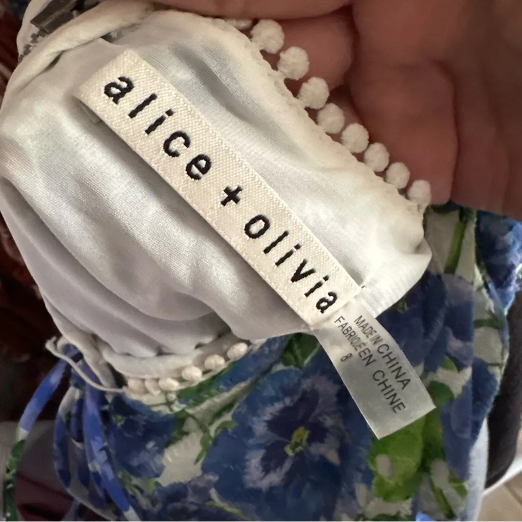 Alice + Olivia Crawford Pansy Floral Puff Sleeve Mini Dress Size 8 - Image 8