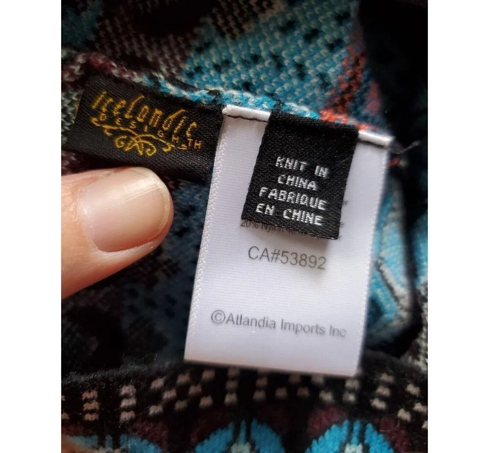 Icelandic Design Hat Wool Blend Adult OSFM Aztec Floral Nordic Multicolor Ski - Image 5