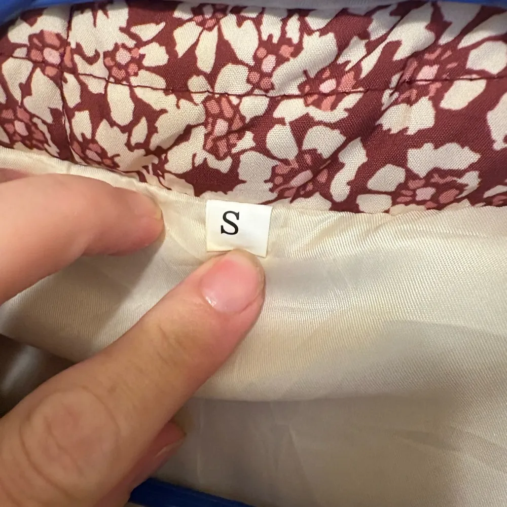 Woven Ditsy Floral Oversized Puffer Jacket boho garden party whimsical Pink - Image 4