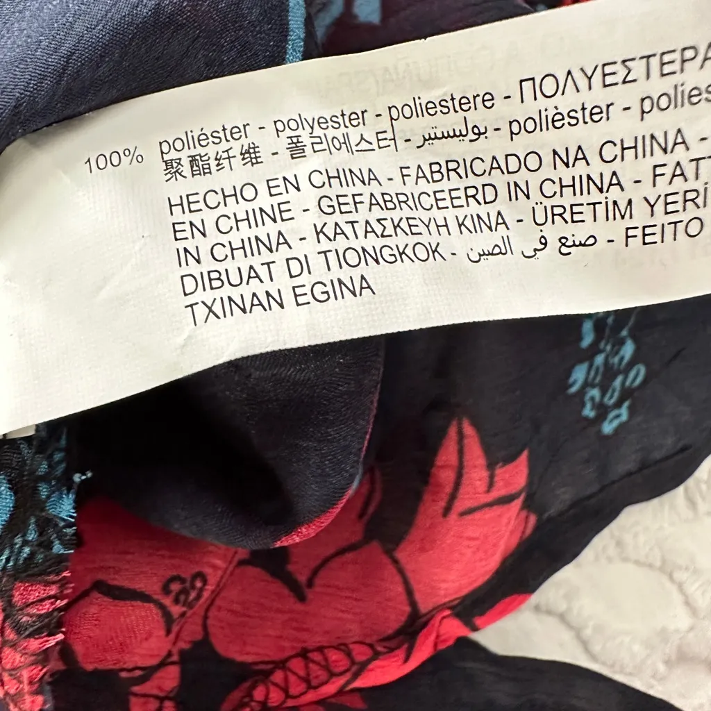 Zara Z1975 Semi-Sheer Maximalist Black Red Blue Bold Floral Blouse Size M - Image 16