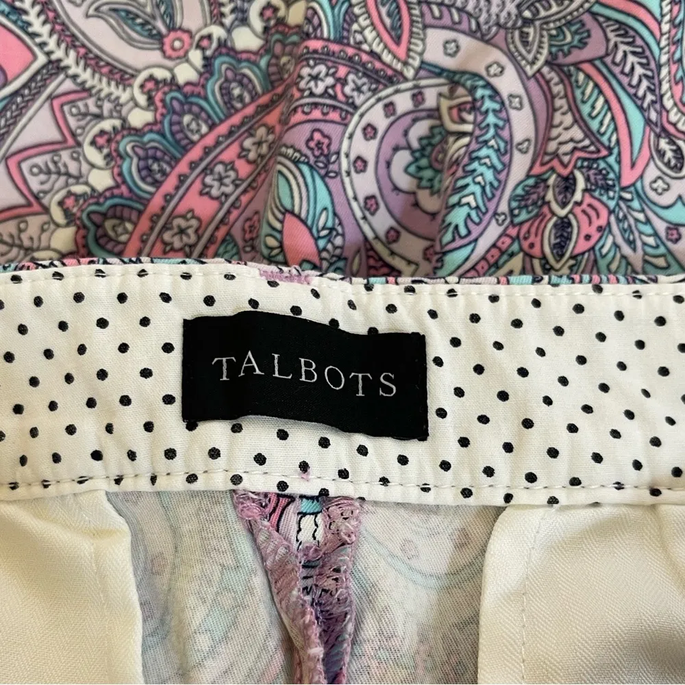 Women’s Talbots cropped pastel colored floral paisley casual pants Size 6 - Image 4