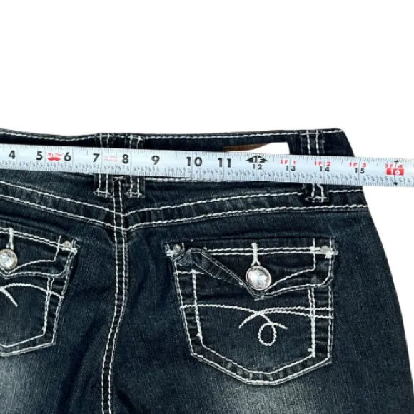 BONGO Vintage Y2K Low Rise Cropped Dark Wash Jeans Size 11 Retro‎ Athleisure - Image 4