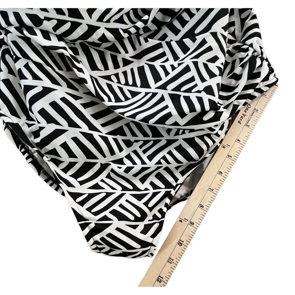 Swim Solutions Swimsuit Womens 20 Black White Ruched Underwire Tummy Control Size undefined - Image 9