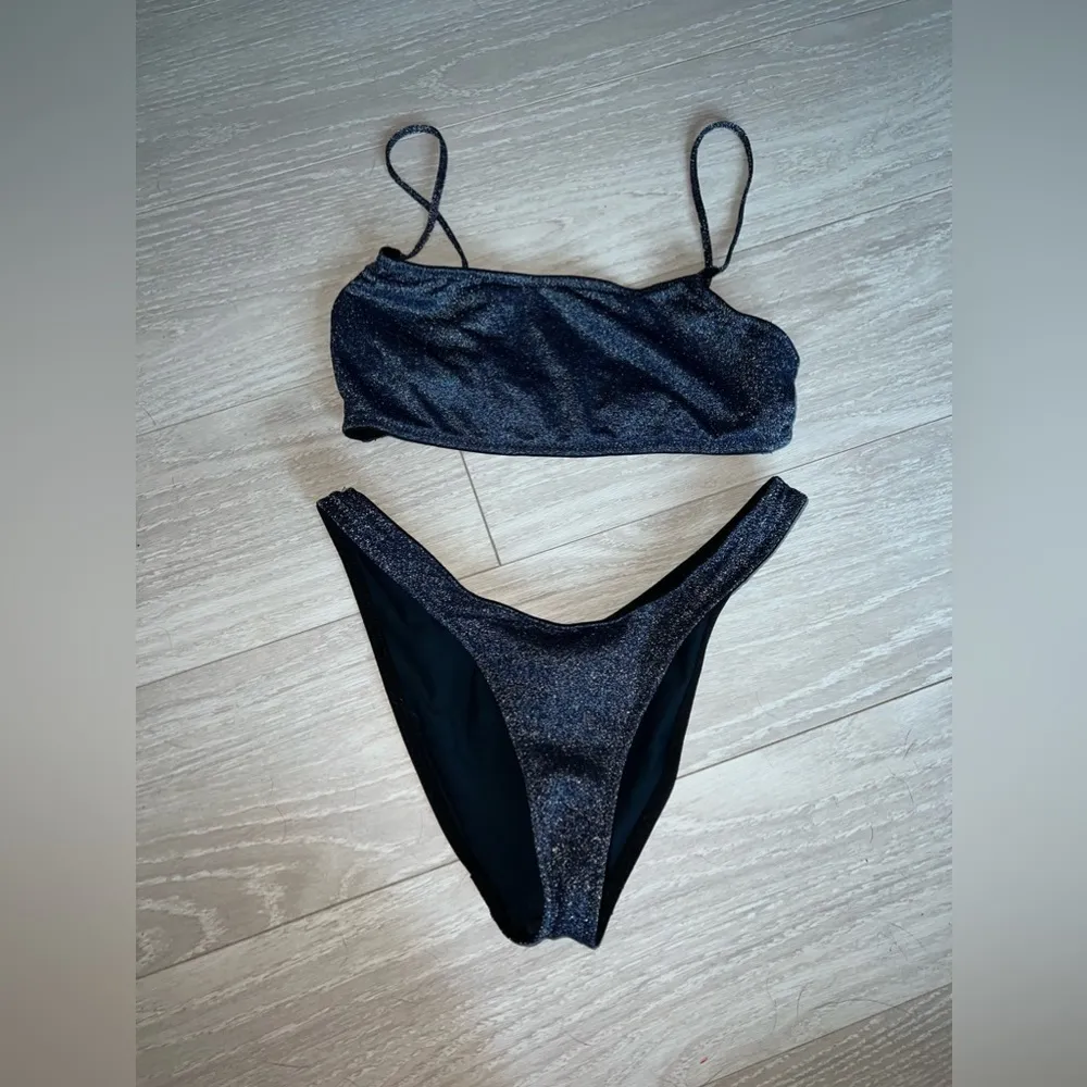 TRIANGL Sparkle/Glitter Blue Two Piece Bikini Size L - Image 2