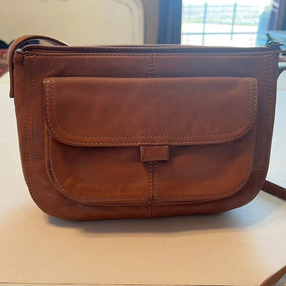 Fossil Brown Crossbody Shoulder Bag Purse Handbag Y2K‎ 90s Vintage Pockets Boho - Image 6