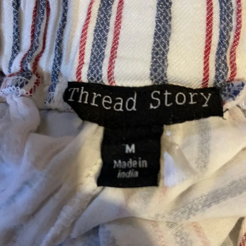 Thread Story Striped Paper Bag Waist Shorts M Size M - Image 12