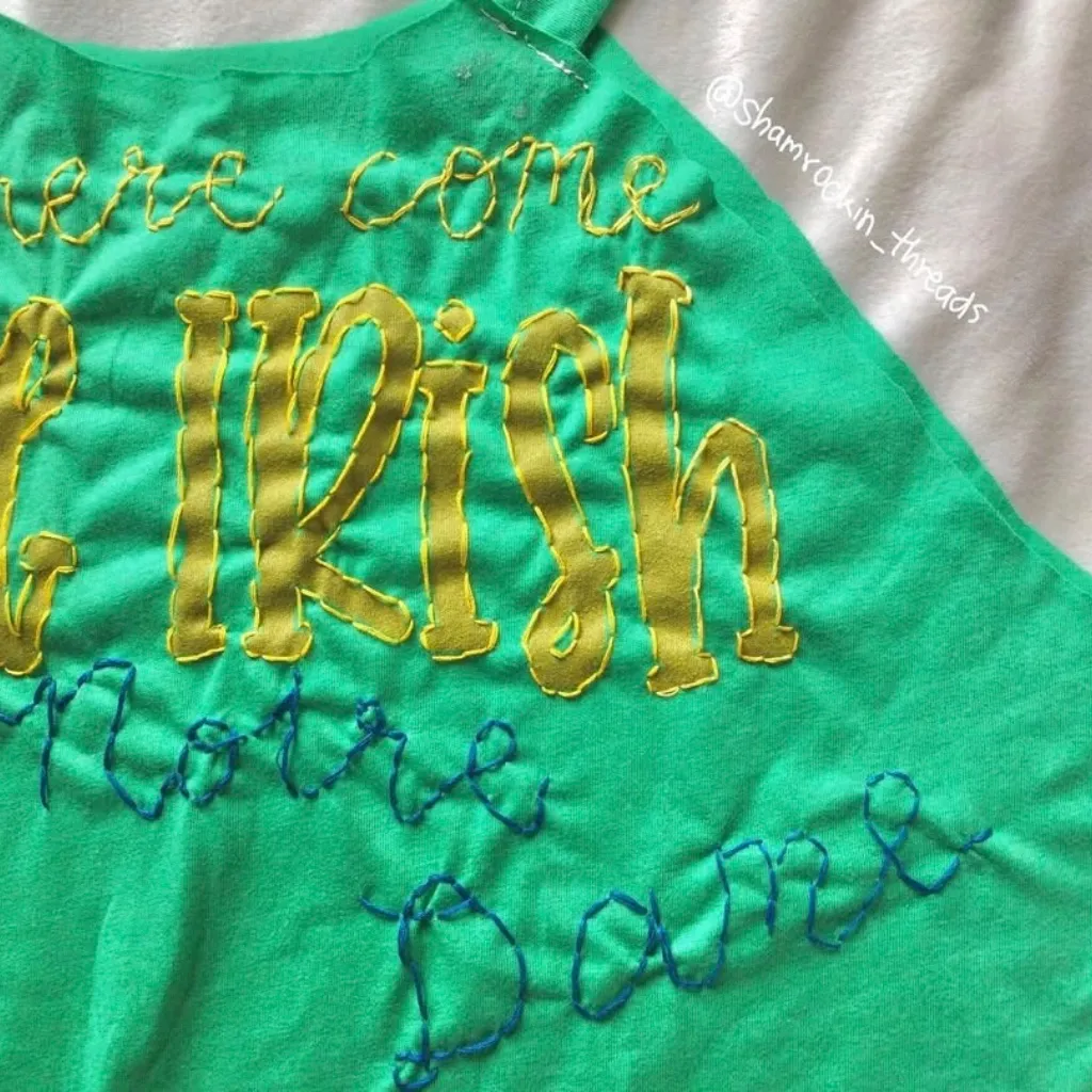 green embroidered Irish reworked tank top - Image 6
