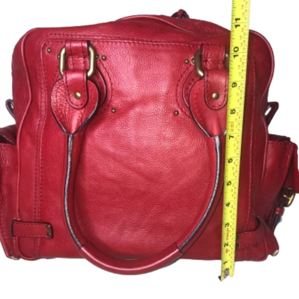 CHLOE Paddington Red Leather Large Bag Comes with: Padlock, Key, COA, Dustbag - Image 9