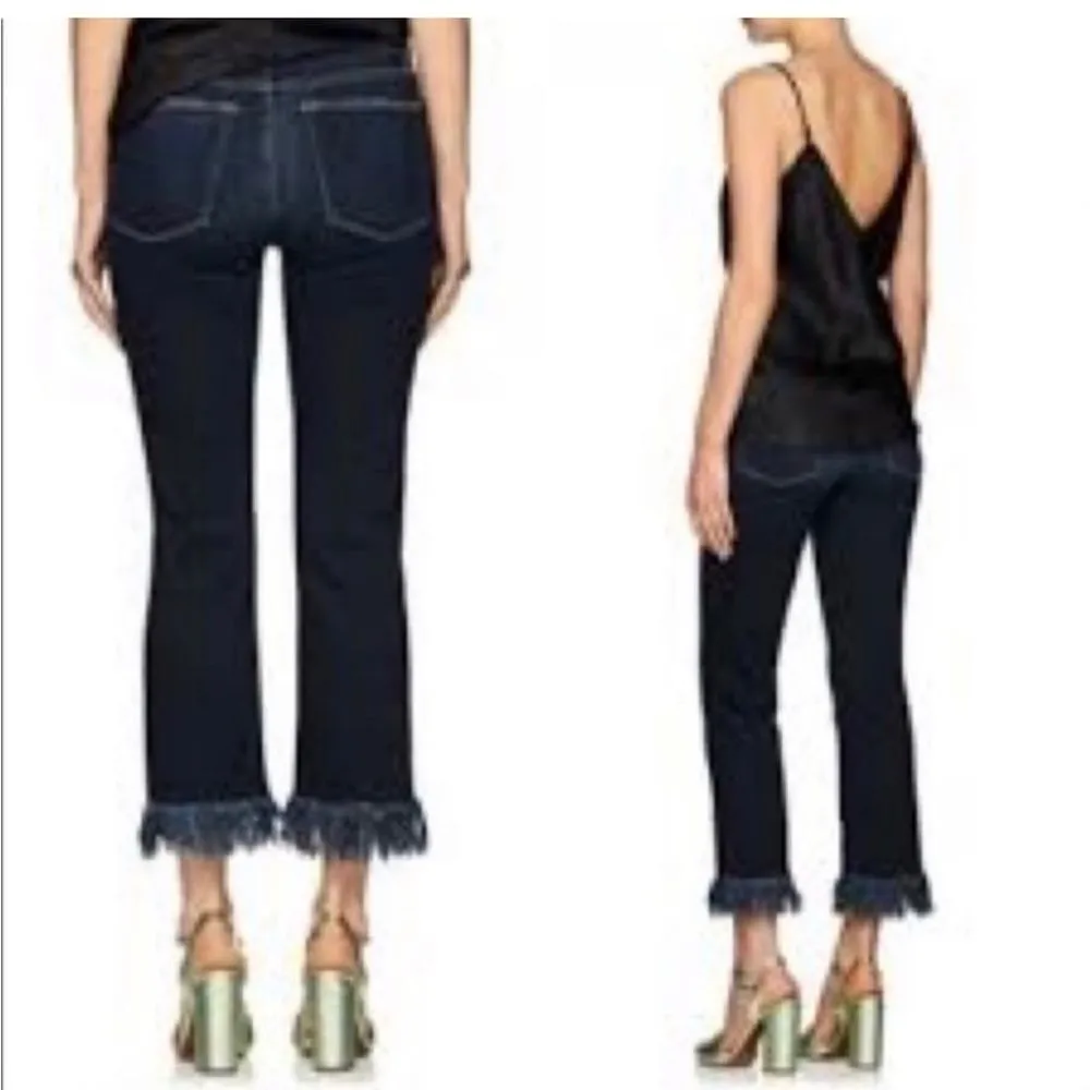 Frame Denim Le High Straight Fringe Hem Jeans in Pine Knoll Dark Wash - Image 2