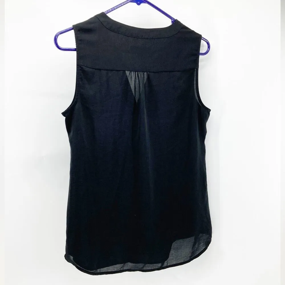 Banana Republic dark blue white sleeves hi low side slit top career size S - Image 5