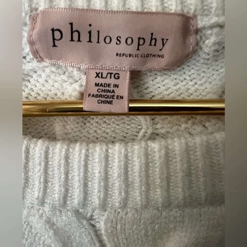 Philosophy  Snow Globe White Cable Knit Long Sleeve Crewneck Pullover XL - Image 3