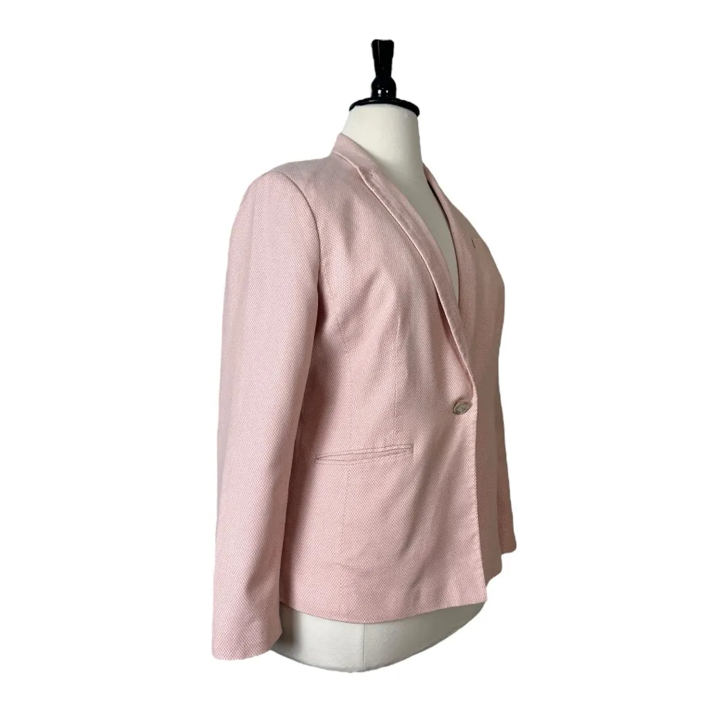 Talbots Blazer Notch Lapel Single Button Knit Peach White Women’s Plus Size 16 - Image 2
