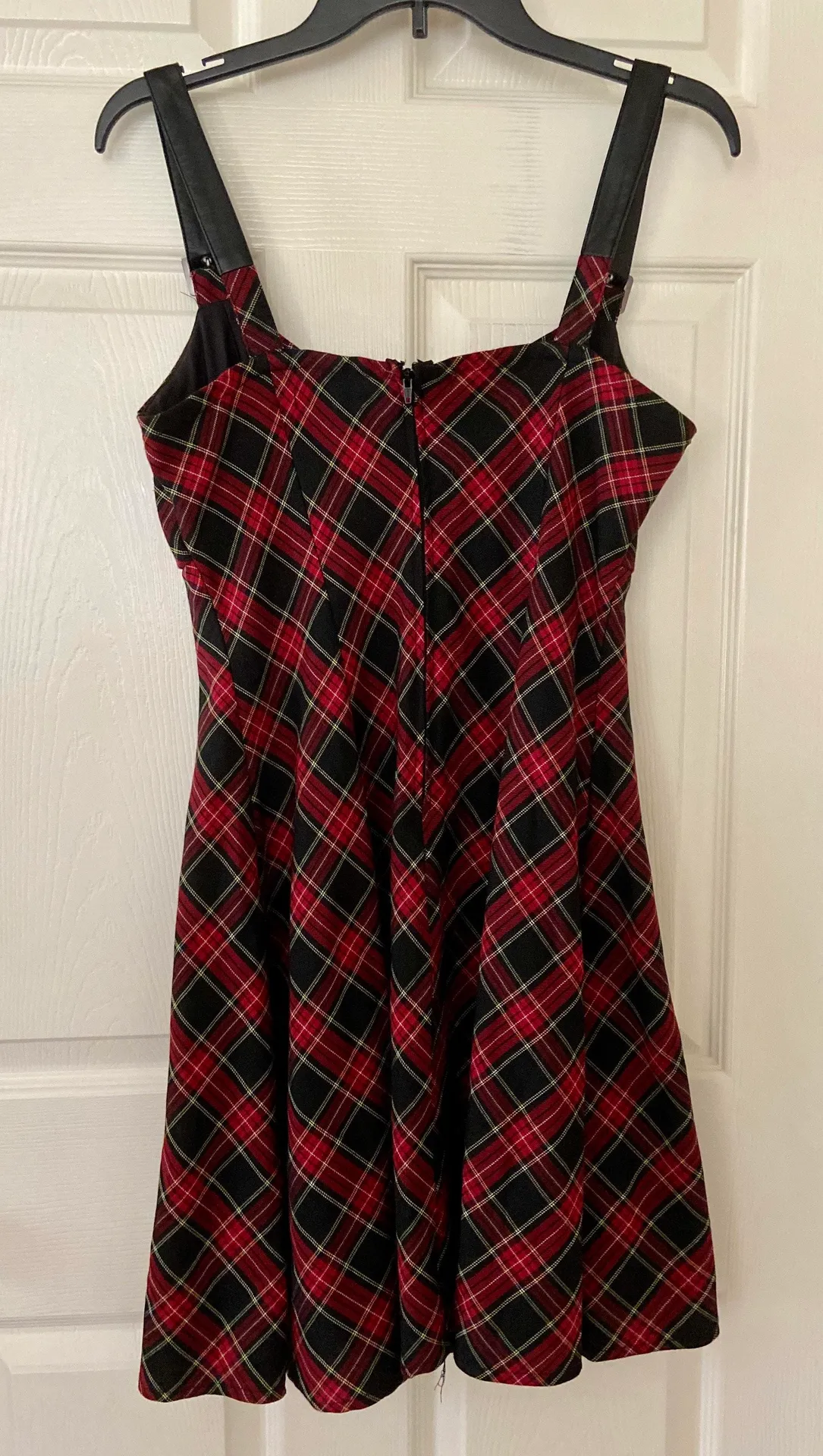 Hot Topic Red Plaid Buckle Strap Dress - Image 2