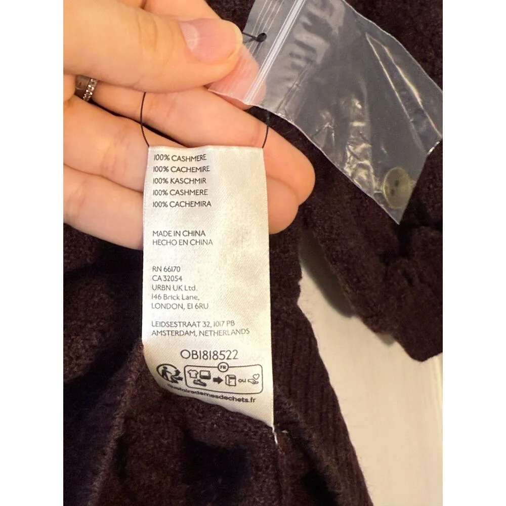 Free People Edie 100% Cashmere Cardigan Size S NWOT Fudge Brown - Image 8