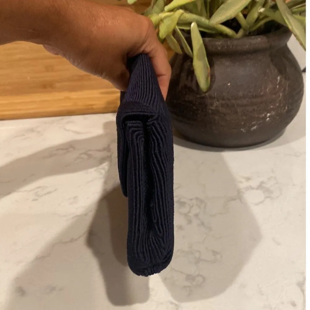 Vintage Normandie cord black clutch bag formal chic classic special occasion - Image 2