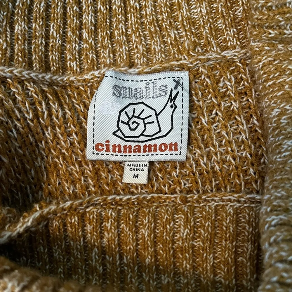 - Gold Chunky Sweater. Cowl Neck. 
Long Length w/ Pockets - Image 2