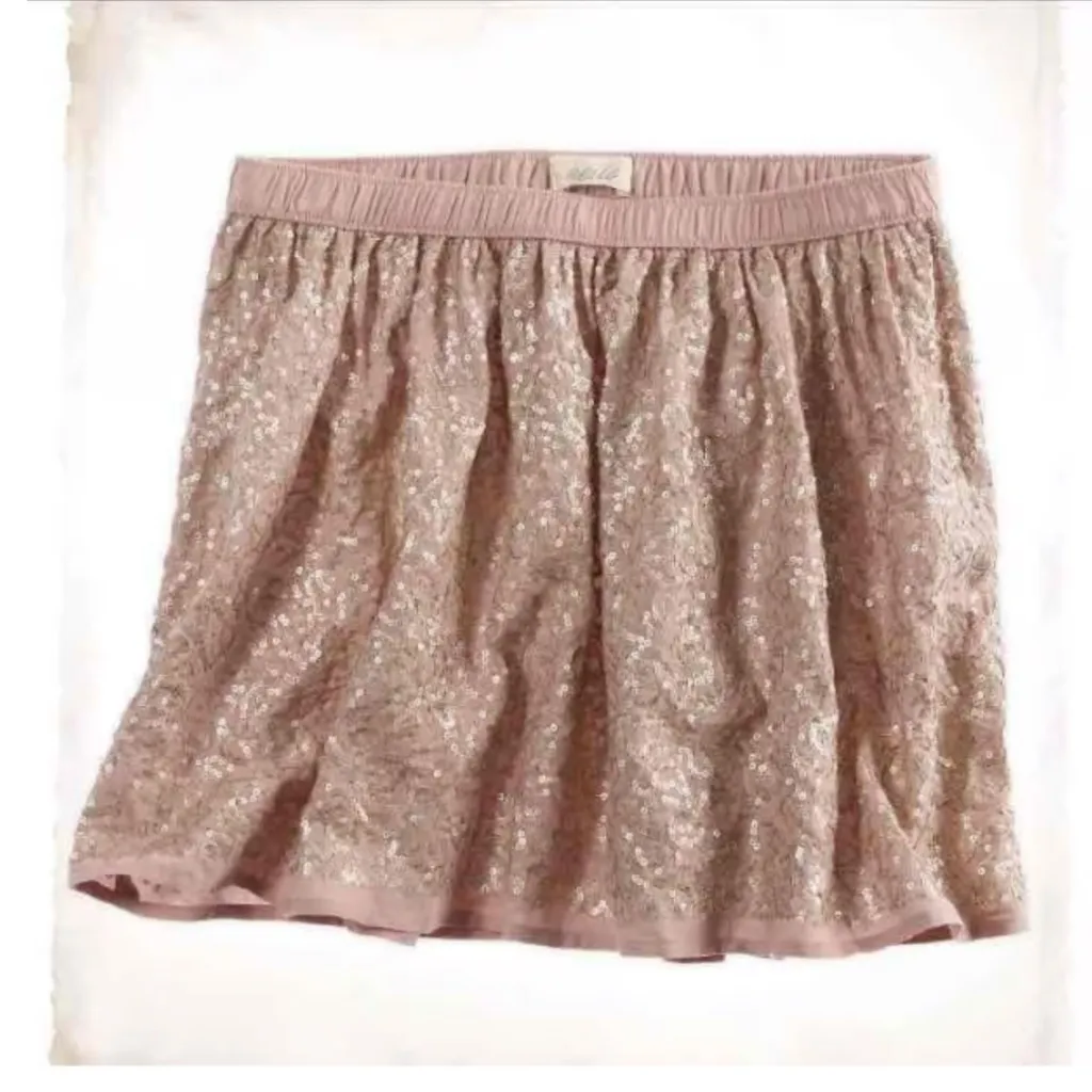 Aerie Gold Skirt Shimmery Mini Skirt Casual Party Wear - Image 2