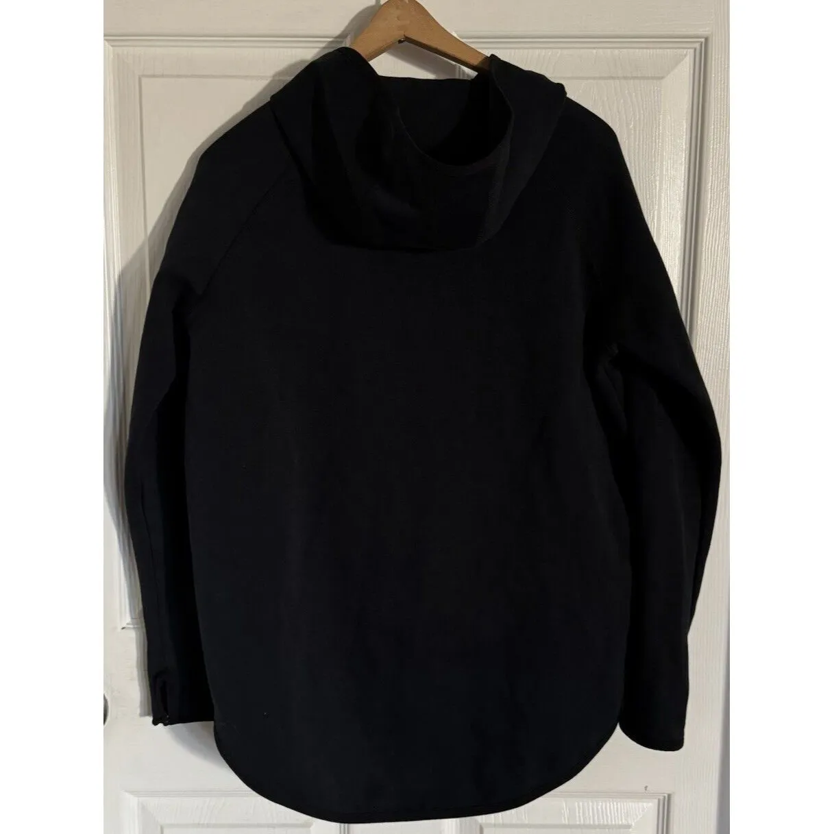 Nike Tech Fleece Womens Black Hooded Jacket Cape Asymmetrical Zip Size Medium - Image 7