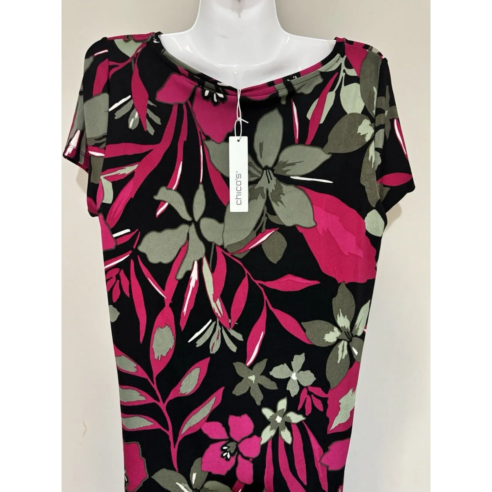 Chico's Travelers Sz 1 Women's Cropped Hibiscus Berry Knit Pant Outfit - Image 10