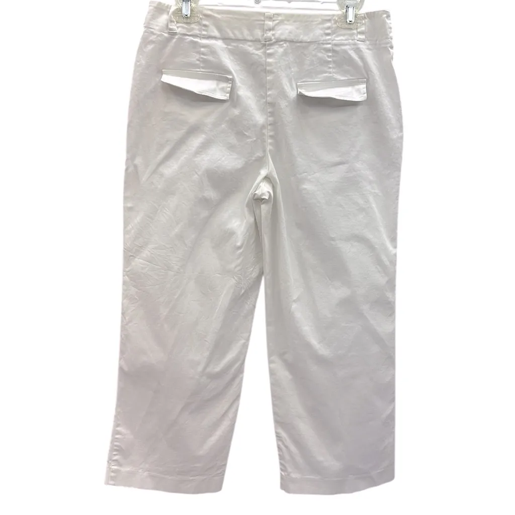 Merona White Cotton Contour Fit Cropped 2 Pocket Stretch Pants Womens 12 - Image 5