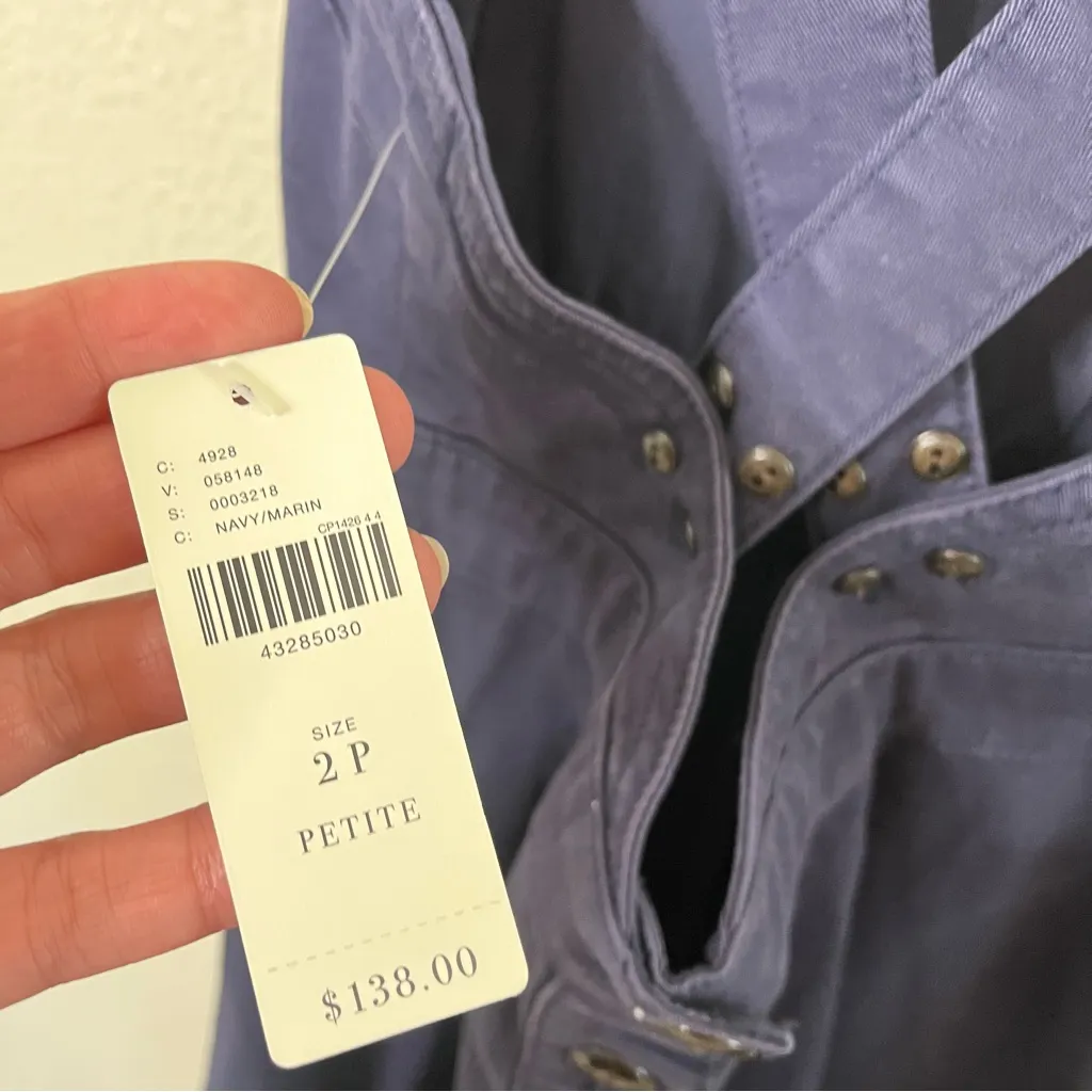 NWT Anthropologie Maeve Navy A-Line Flared Open Back Overall Midi Denim Dress 2P - Image 8