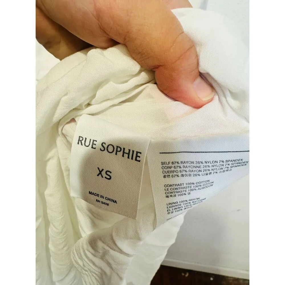 RUE SOPHIE Women's Off White Square Neckline Flowy Skirt Midi Dress Size XS - Image 10