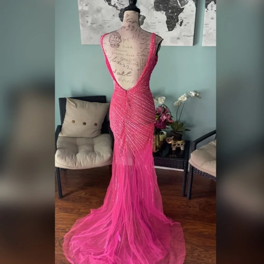 Jovani 63405 hot pink pageant evening gown or formal prom dress - Image 2