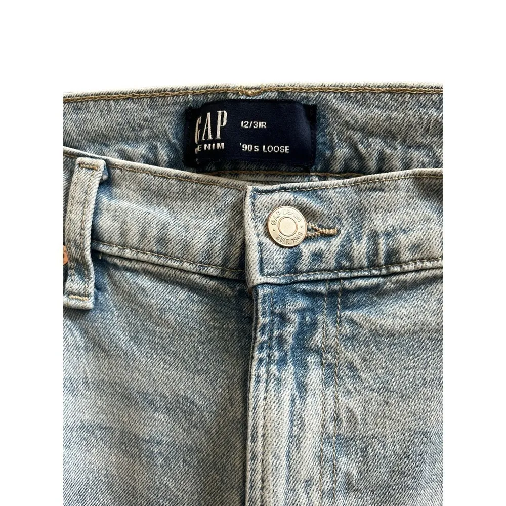 Gap 90s Loose Distressed Split Hem Straight Leg Jean Size 12/31R - Image 9