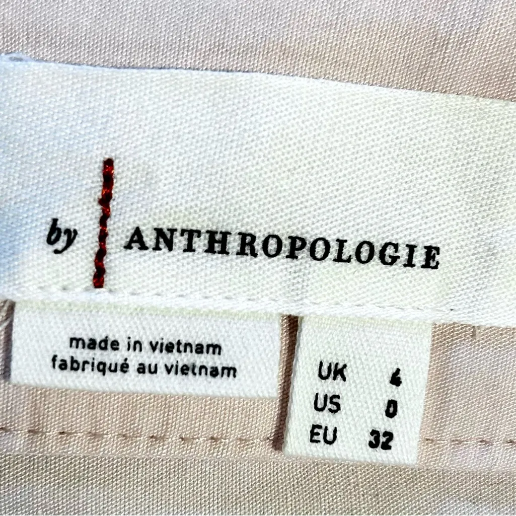 NWT Anthropologie Belted Button-Front Slit Skirt  Linen Blend Midi Pink Rose~0💛 - Image 9